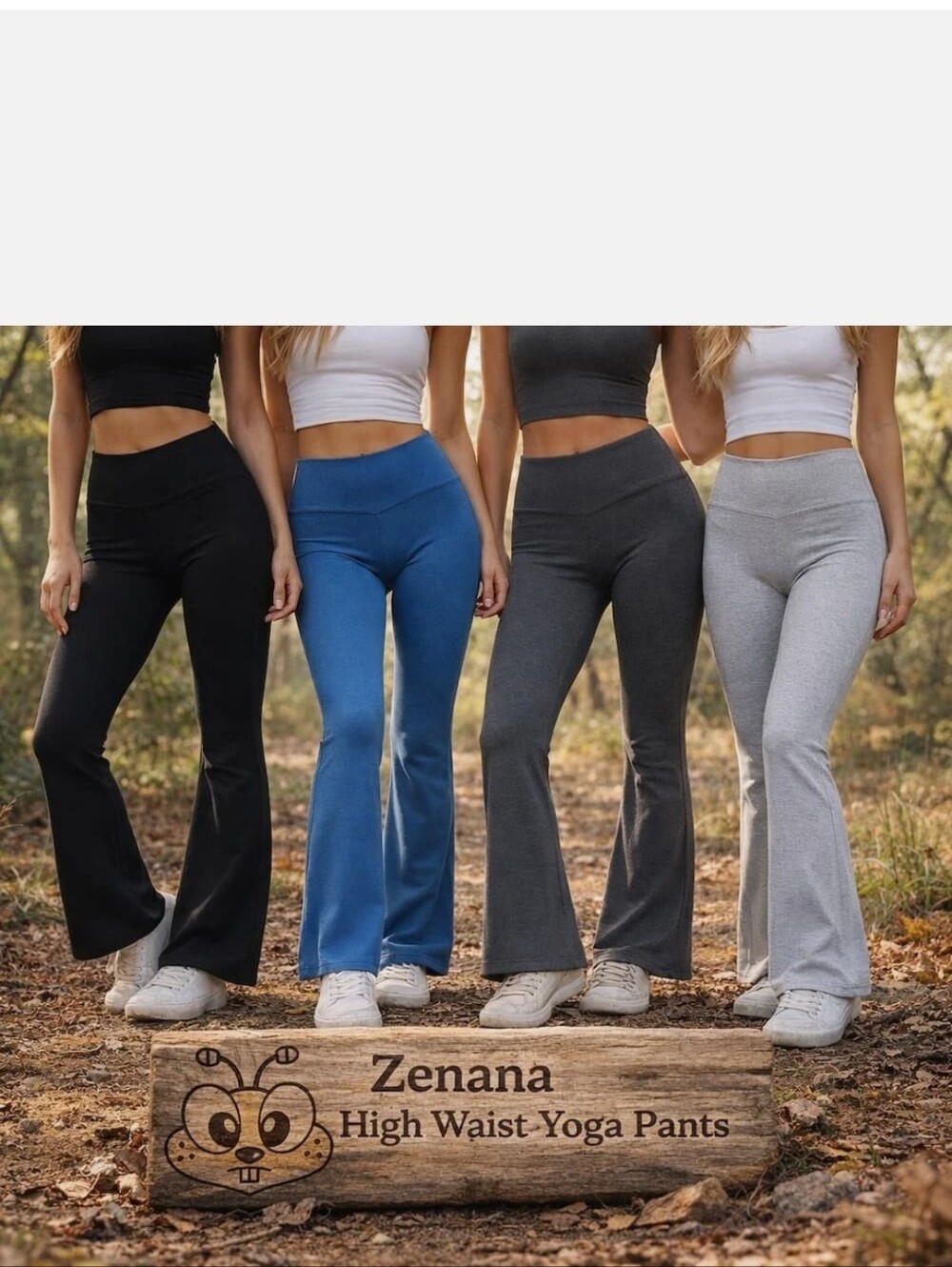 NWOT 2 Pairs of Zenana High Waist Flare Yoga Pants Brown and Olive. 2X - Picture 2 of 3